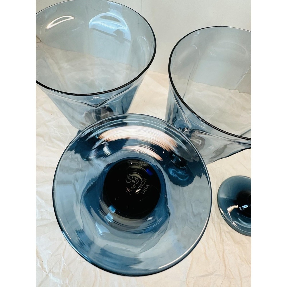 VIntage Lenox Antique Dark Blue Crystal Glass Set of 4 Goblet Wine Glasses - Picture 7 of 10